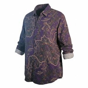 Lauren Ralph Lauren Women's L Purple Paisley Button Down Shirt LRL Monogram
